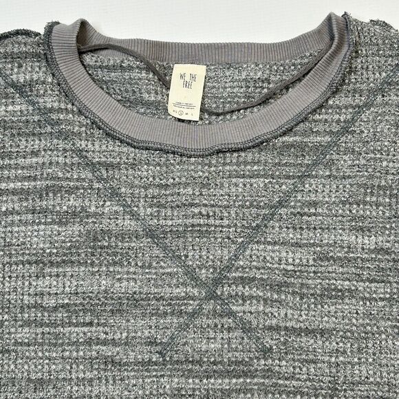 We the Free People Thermal Waffle Knit Top Shirt Size Small Gray Oversized - Picture 4 of 12